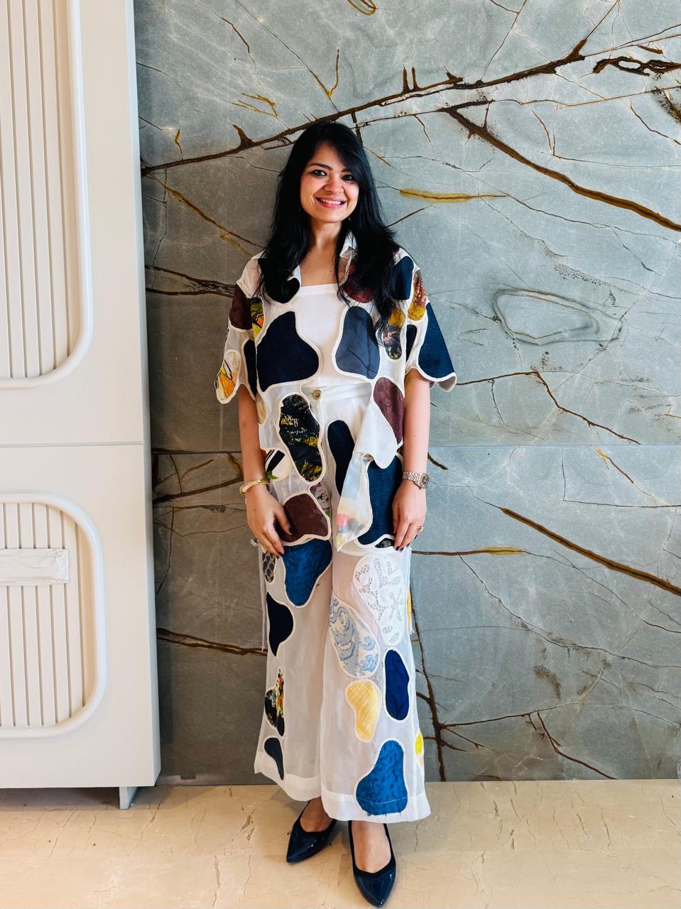 CRUNK MULTICOLOR PATCH EMBROIDERED CO-ORD (SHIRT AND SKIRT)