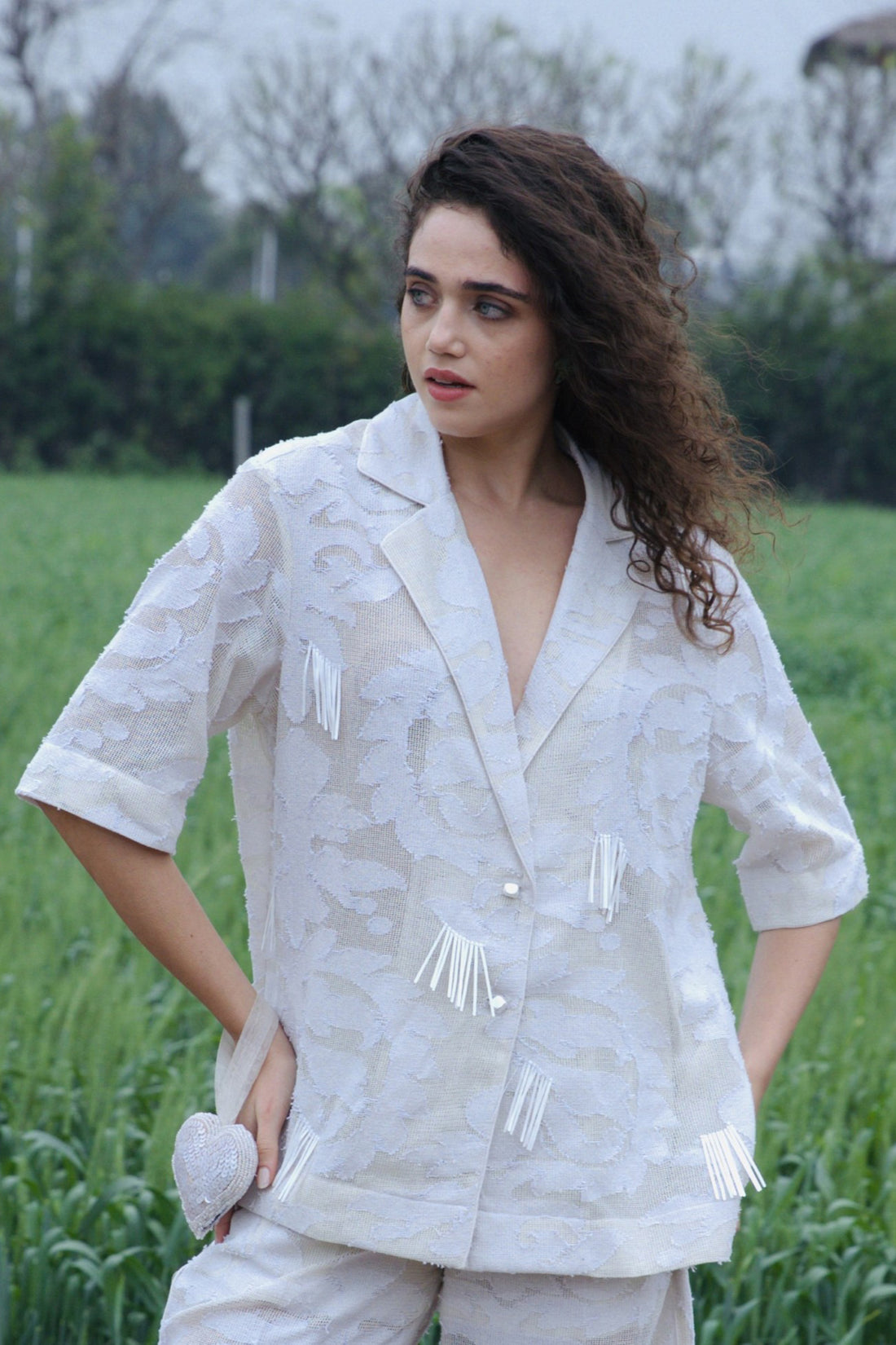 CRUNK IVORY SELF JACQUARD RESORT SHIRT