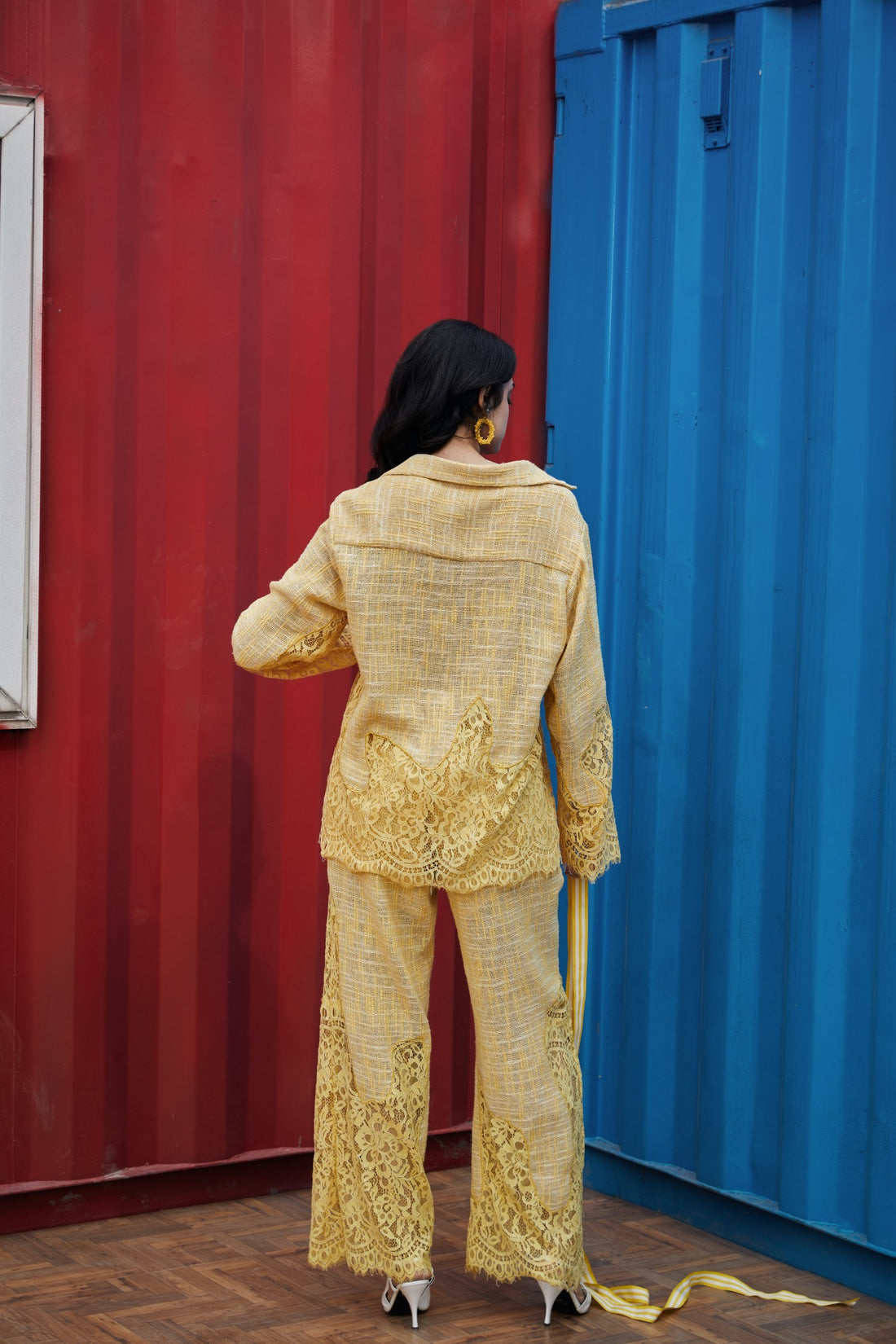 CRUNK YELLOW LACE MIX PANTS