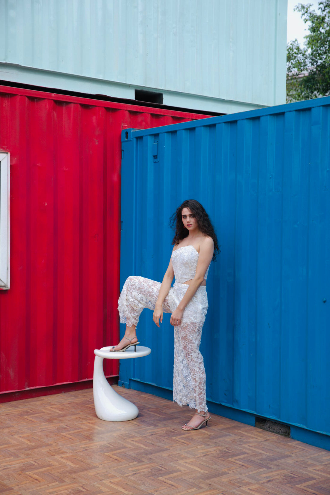 CRUNK IVORY FLORAL LACED CORSET