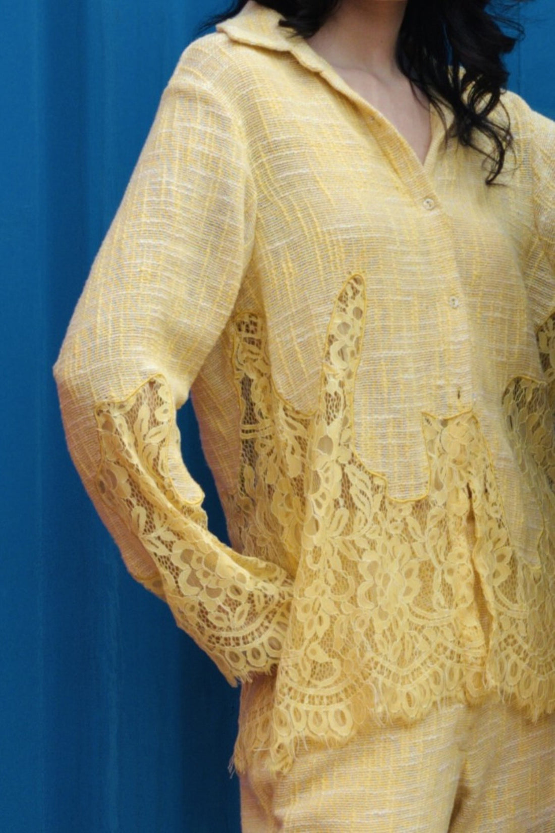 CRUNK YELLOW LACE MIX SHIRT