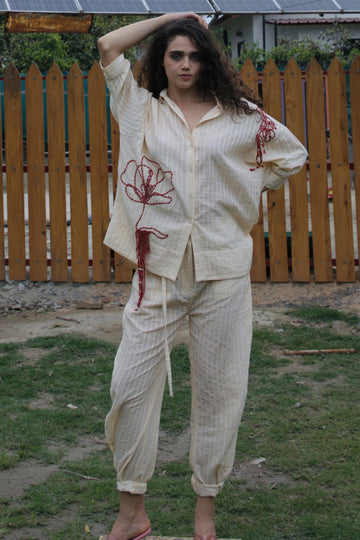 CRUNK ECRU STRIPED PANTS