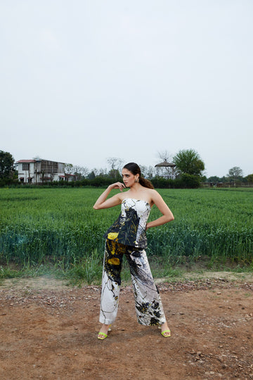 CRUNK LIME BLACK PRINTED CO-ORD (CORSET TOP WITH PANTS)
