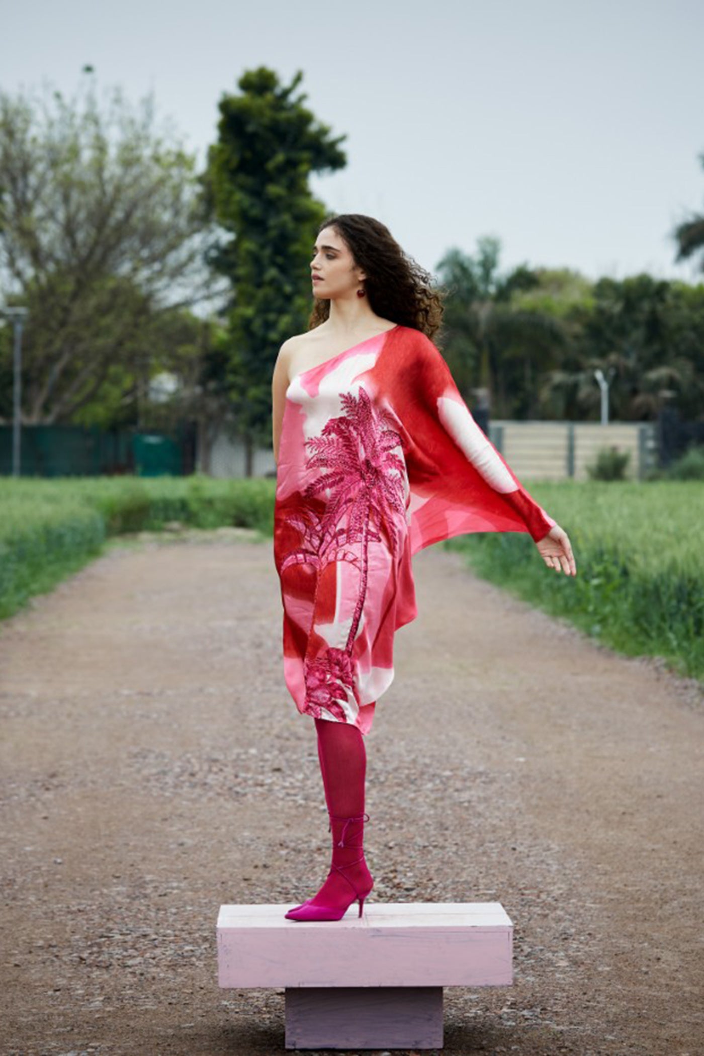 CRUNK PINK ONE SHOULDER DRESS