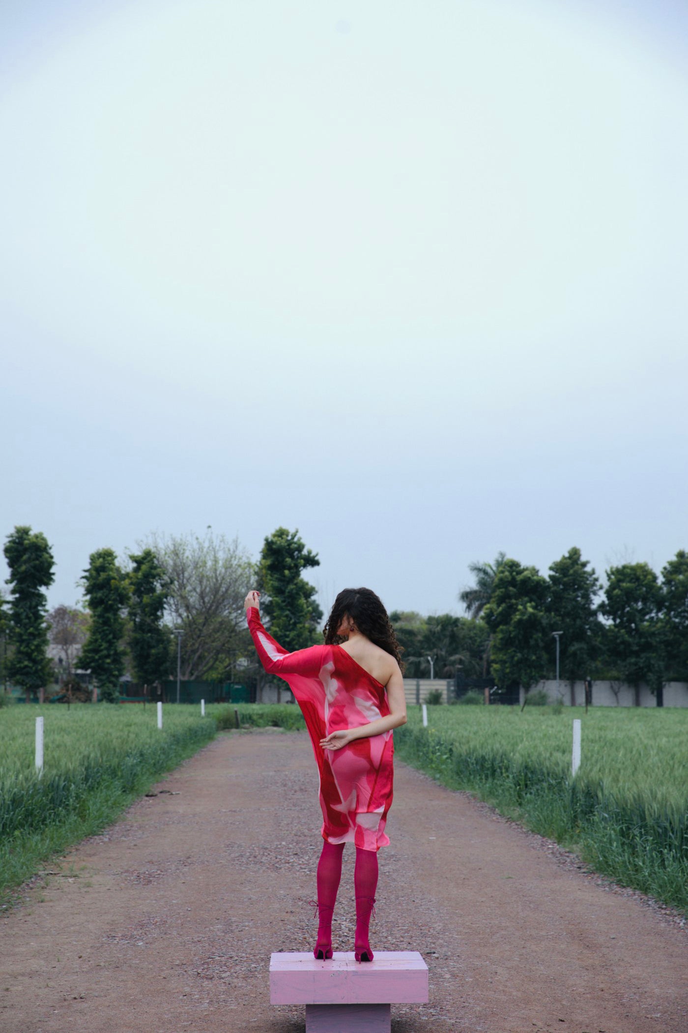 CRUNK PINK ONE SHOULDER DRESS