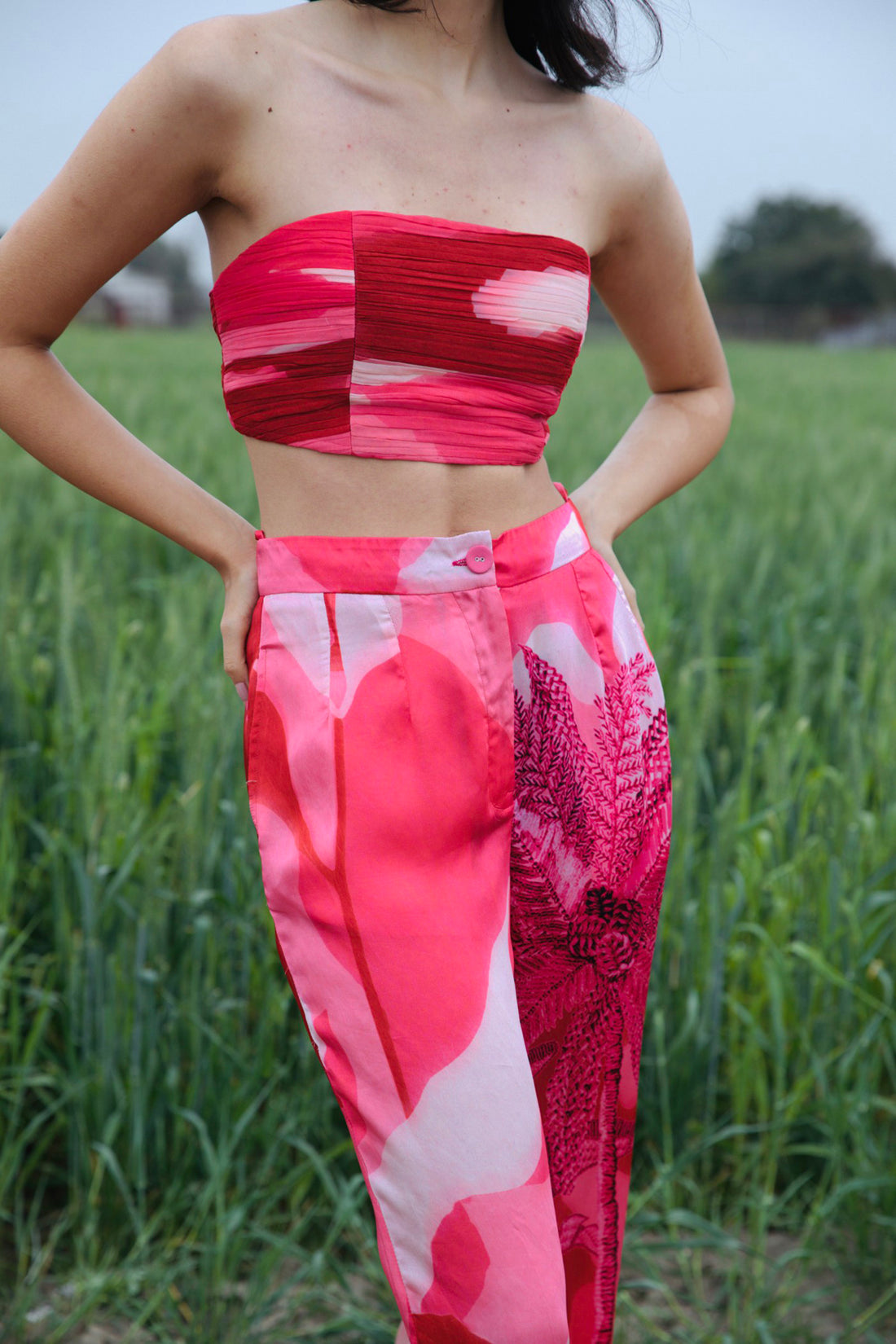 CRUNK PINK PALM BUSTIER