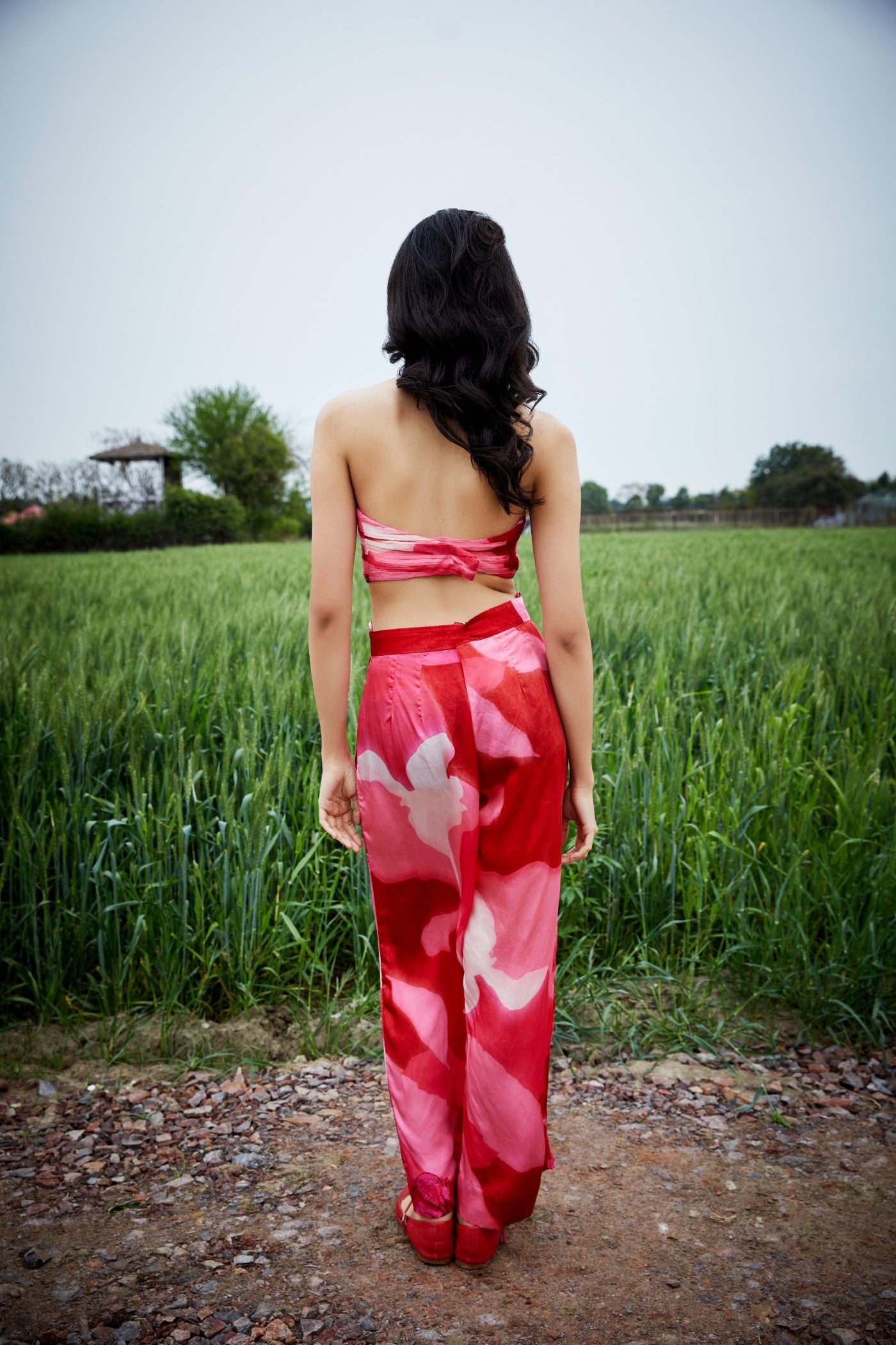 CRUNK PINK PALM CO-ORD (PANTS AND BRALETTE)