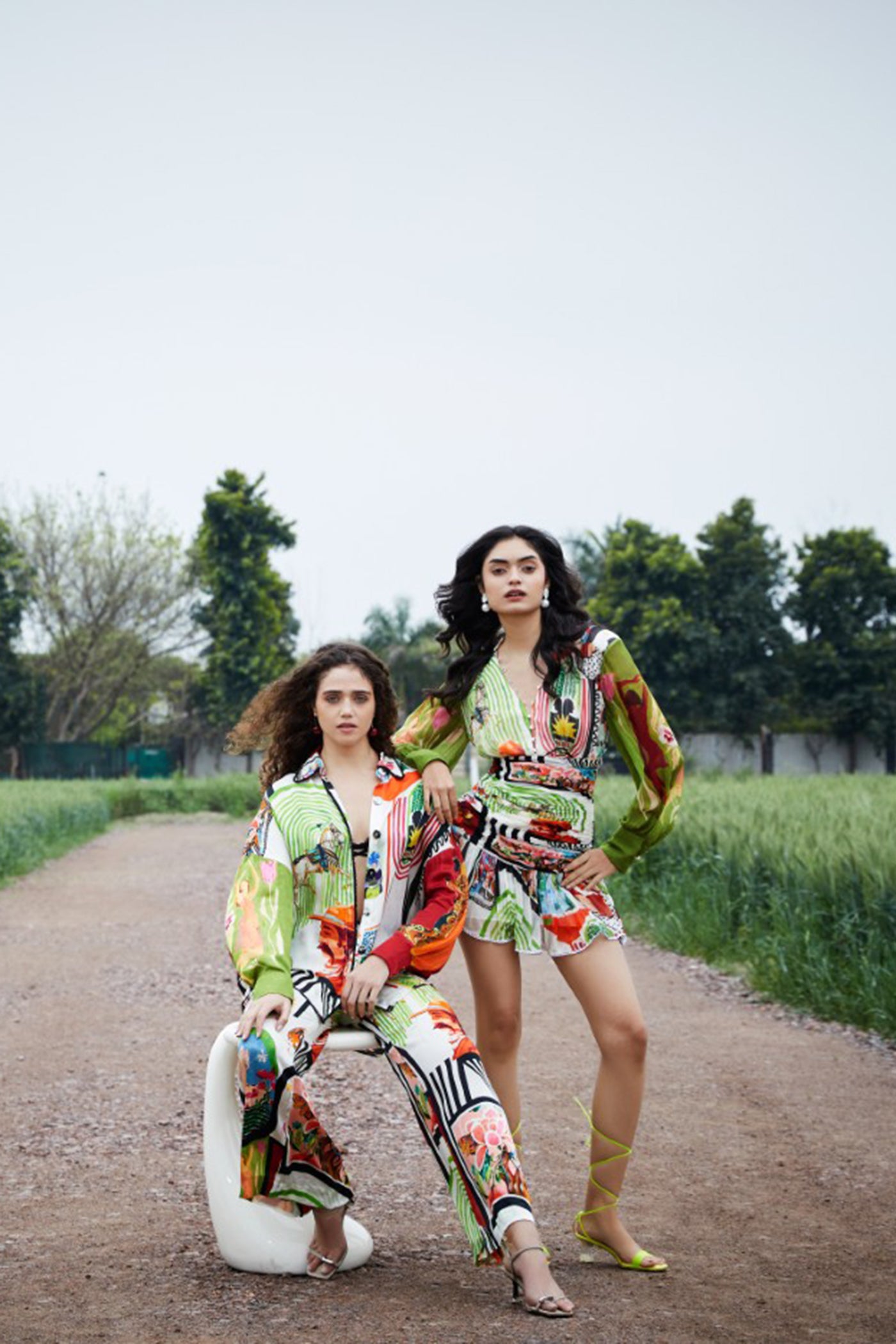 CRUNK VARICOLORED PAINTING PRINTED MINI DRESS