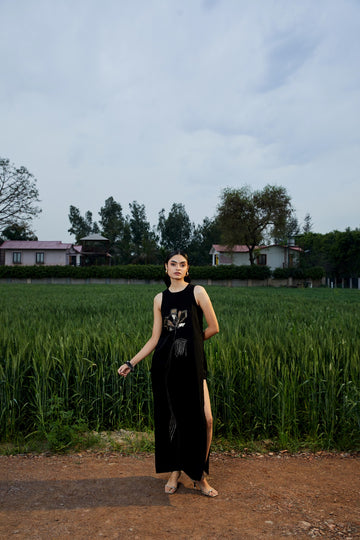 CRUNK BLACK EMBELLISHED LONG SHIRT CO-ORD