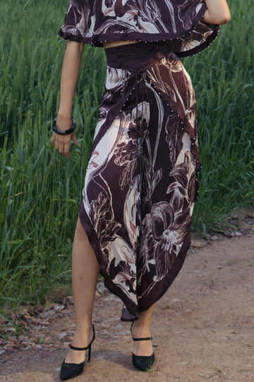 CRUNK BROWN ABSTRACT PRINTED HAREM PANTS