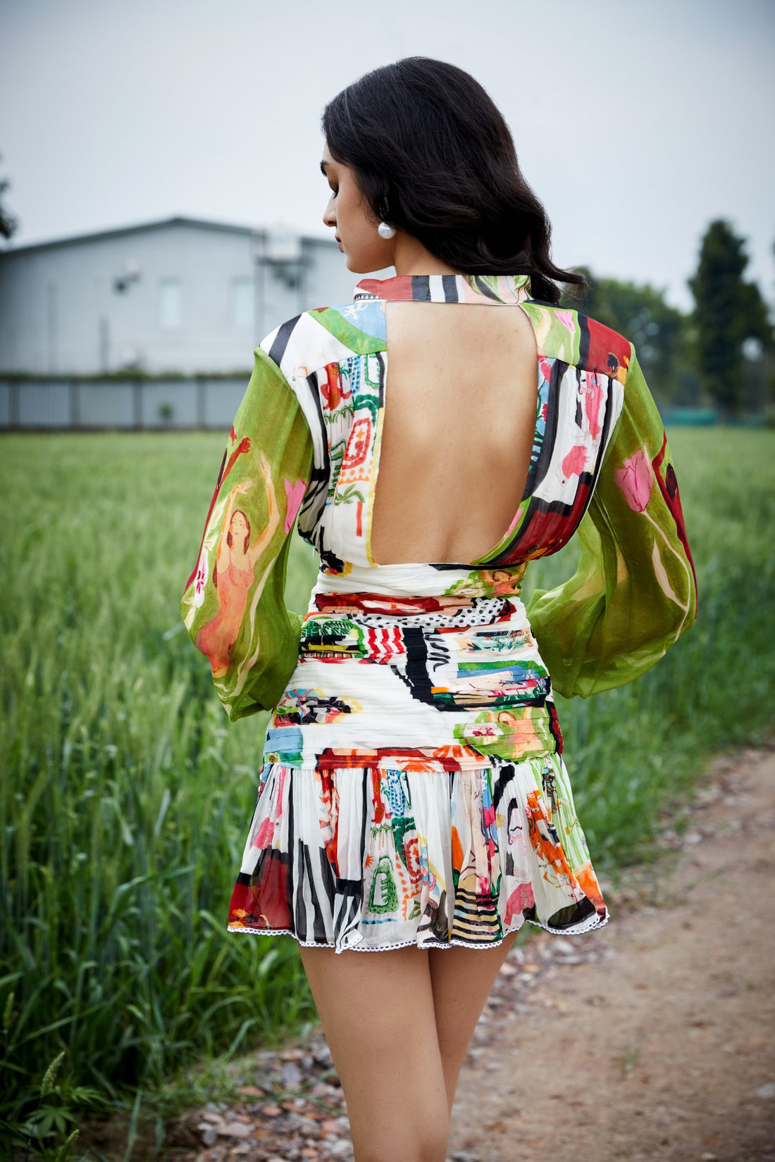 CRUNK VARICOLORED PAINTING PRINTED MINI DRESS