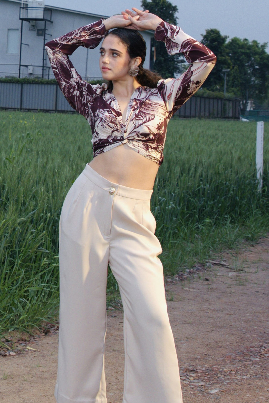 CRUNK BROWN PRINTED  TOP