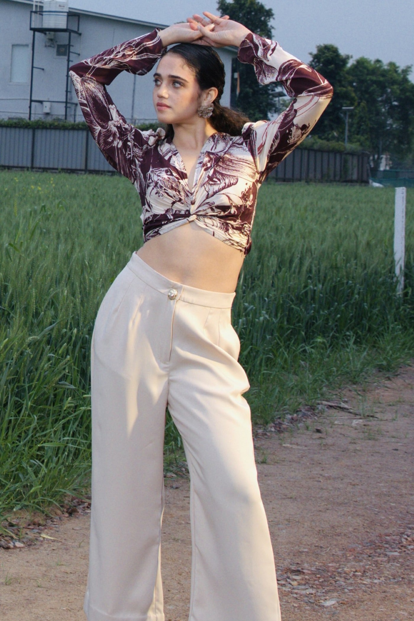 CRUNK BROWN PRINTED  TOP