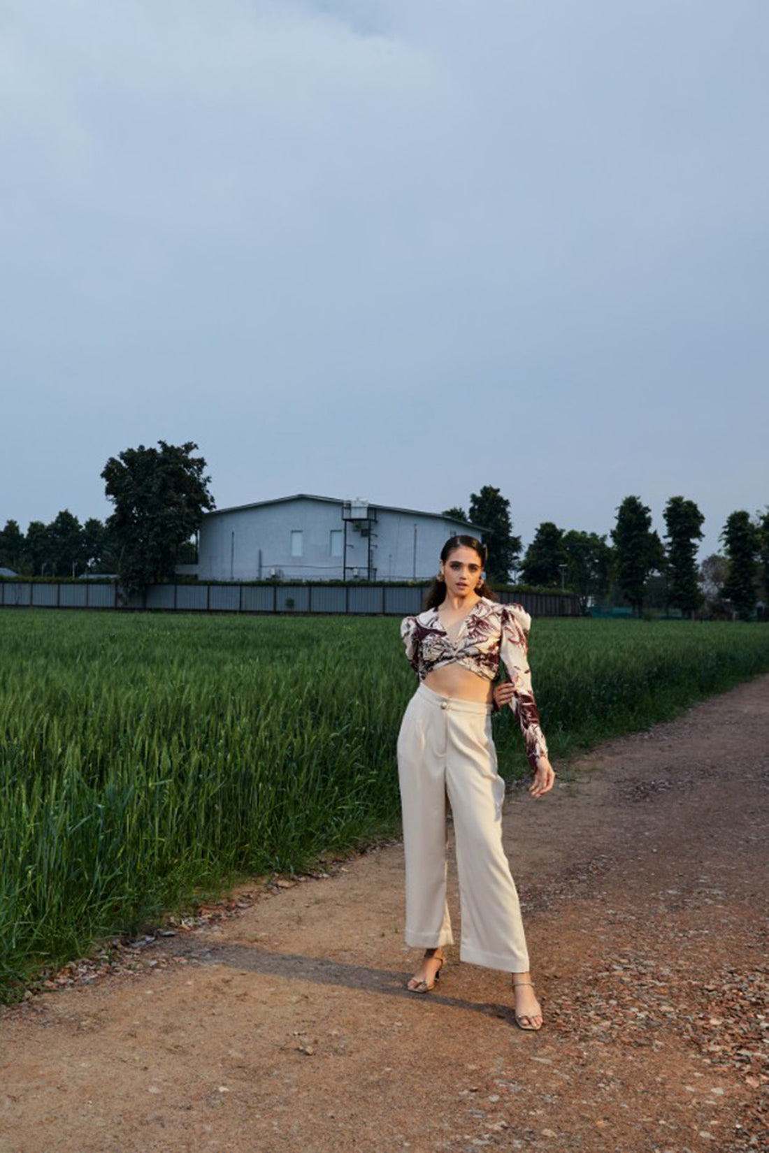 CRUNK BROWN PRINT-SOLID CO-ORD (TOP AND PANTS)