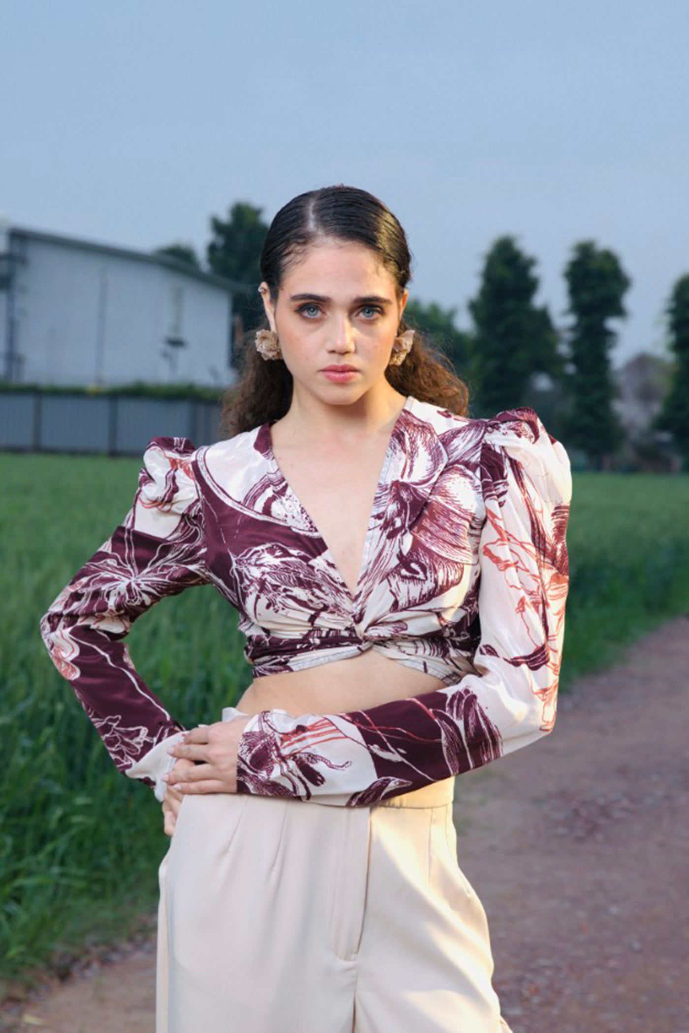 CRUNK BROWN PRINTED  TOP