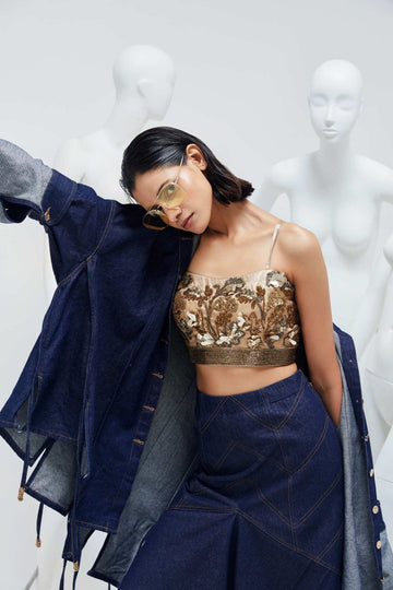 KEFI GOLD EMBELLISHED BUSTIER