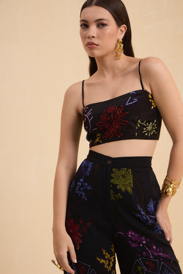 RIV BLACK FLORAL BEADED CO-ORD