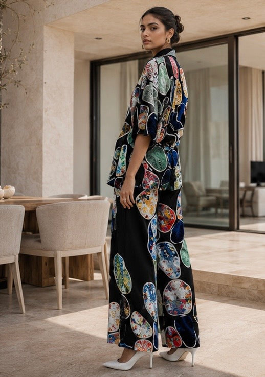 CRUNK MULTICOLOR PATCH EMBROIDERED CO-ORD (SHIRT AND PANTS)