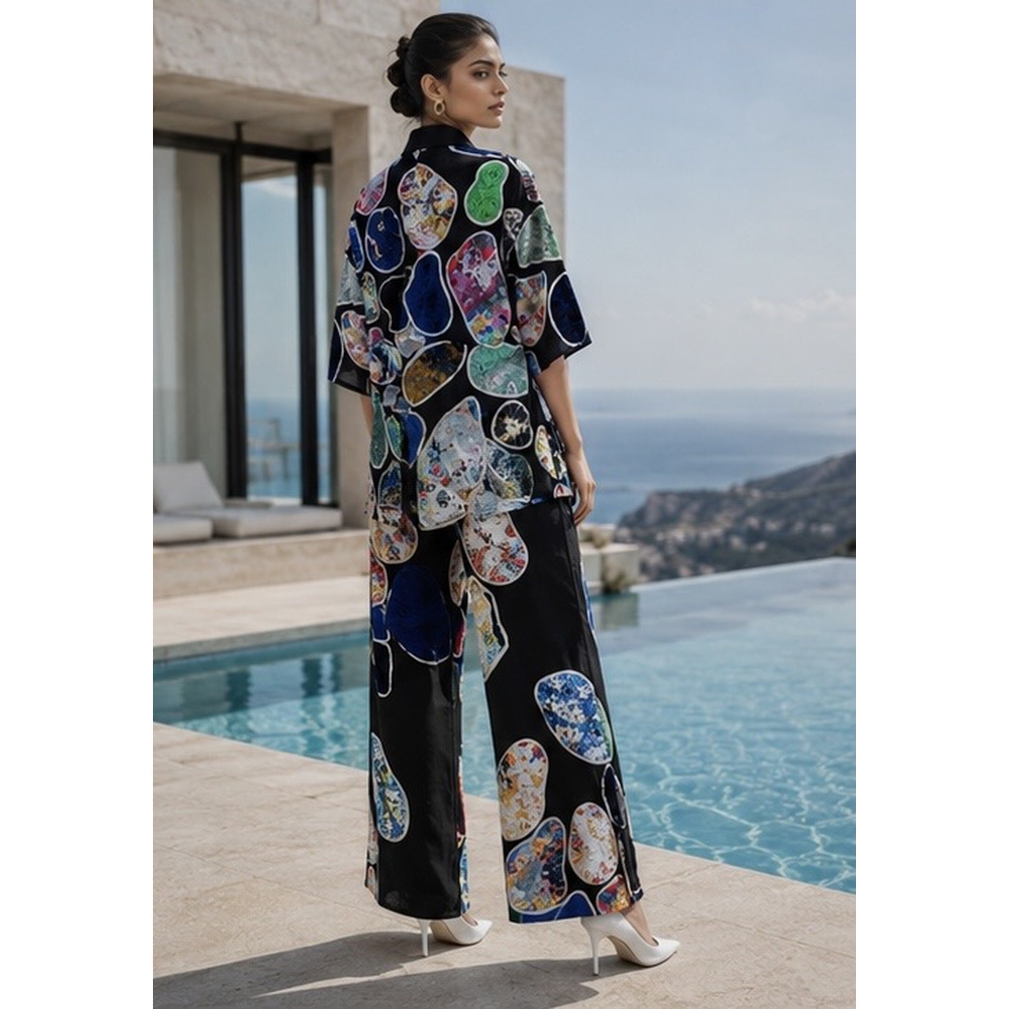 CRUNK MULTICOLOR PATCH EMBROIDERED CO-ORD (SHIRT AND PANTS)