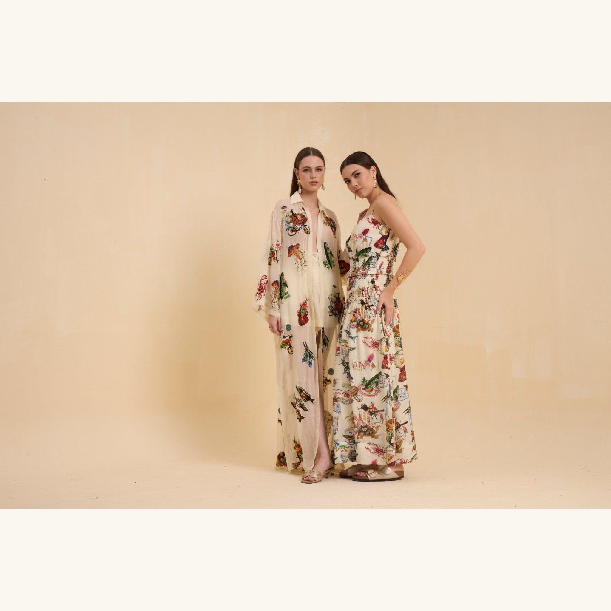 RIV IVORY PATCH ADORNED LONG JACKET