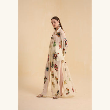 RIV IVORY PATCH ADORNED LONG JACKET