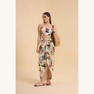 RIV IVORY BEADED BUSTIER CO-ORD