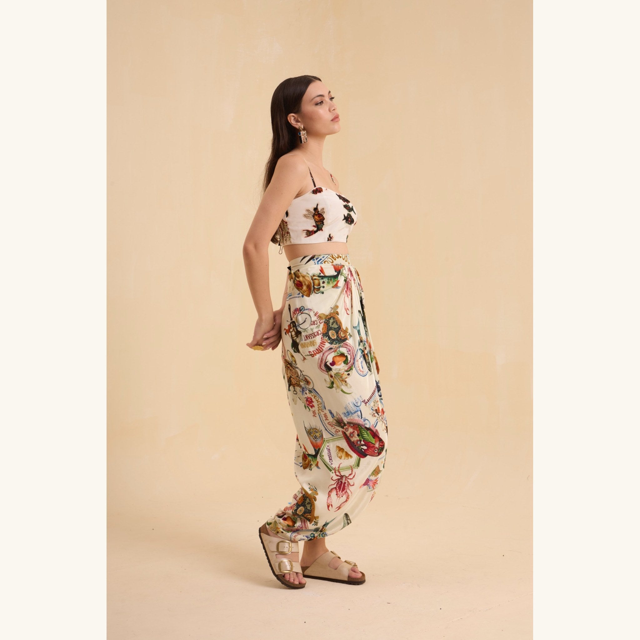 RIV IVORY BEADED BUSTIER CO-ORD