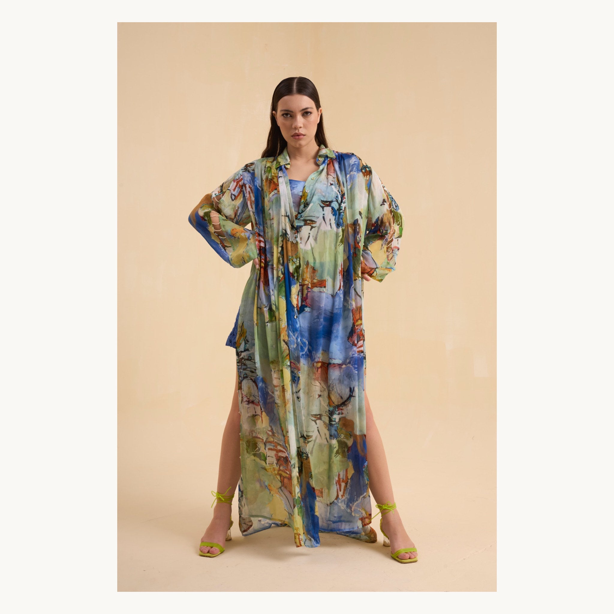 RIV MULTICOLOR PRINTED DRESS LONG