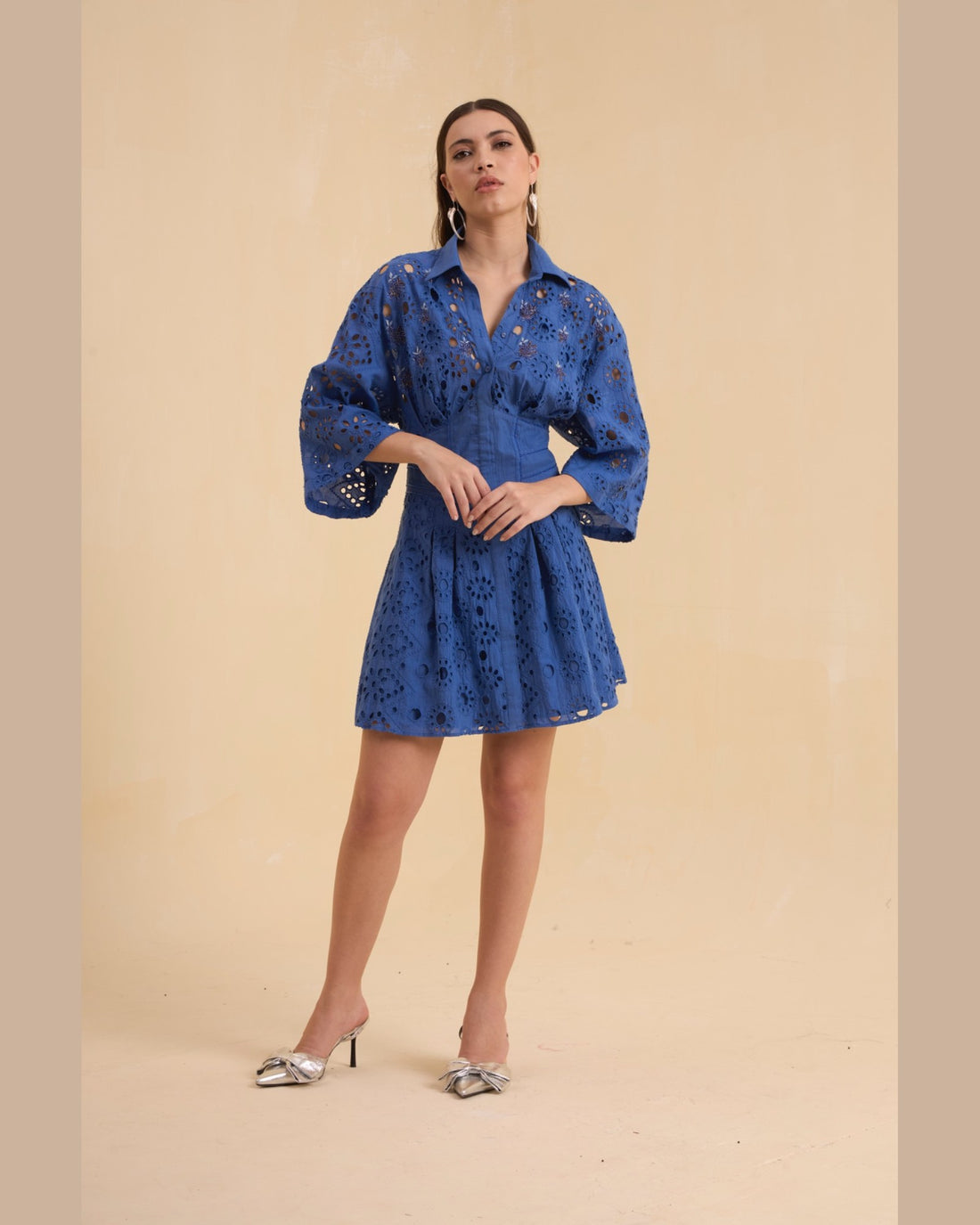 RIV BLUE SCHIFFLI EMBELLISHED DRESS SHORT
