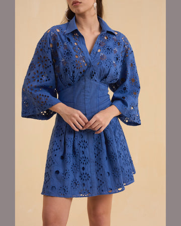 RIV BLUE SCHIFFLI EMBELLISHED DRESS SHORT