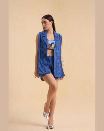 RIV BLUE SCHIFFLI EMBELLISHED CO-ORD