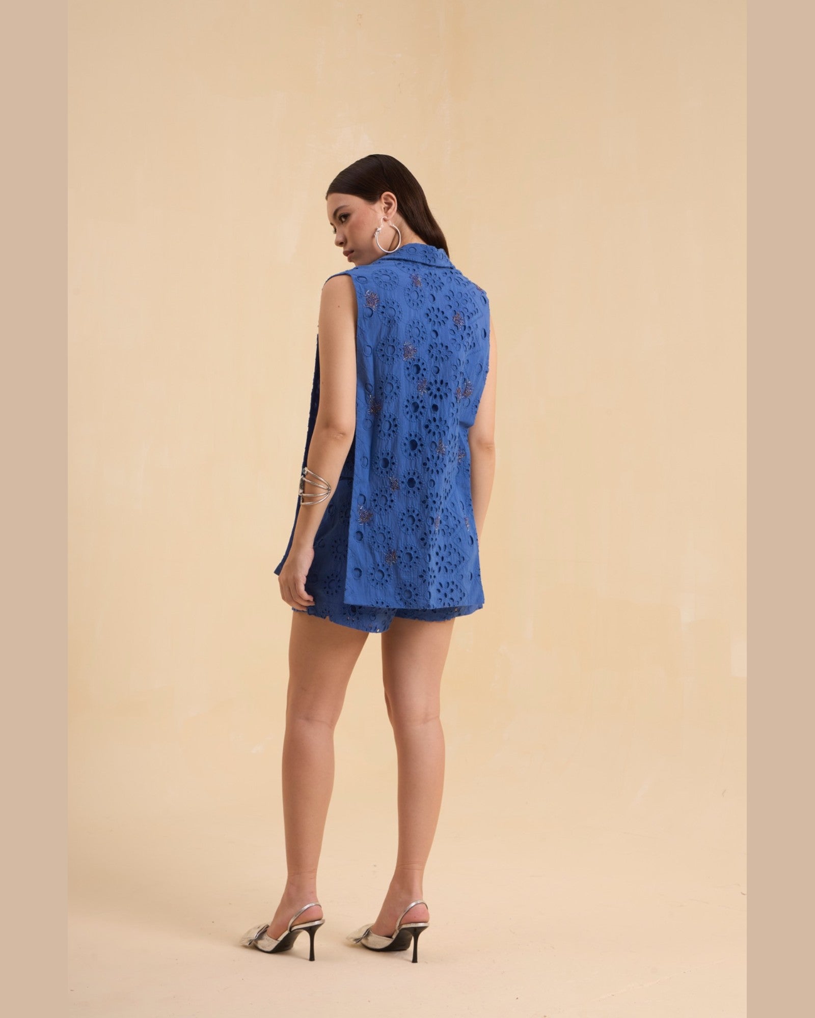RIV BLUE SCHIFFLI EMBELLISHED CO-ORD