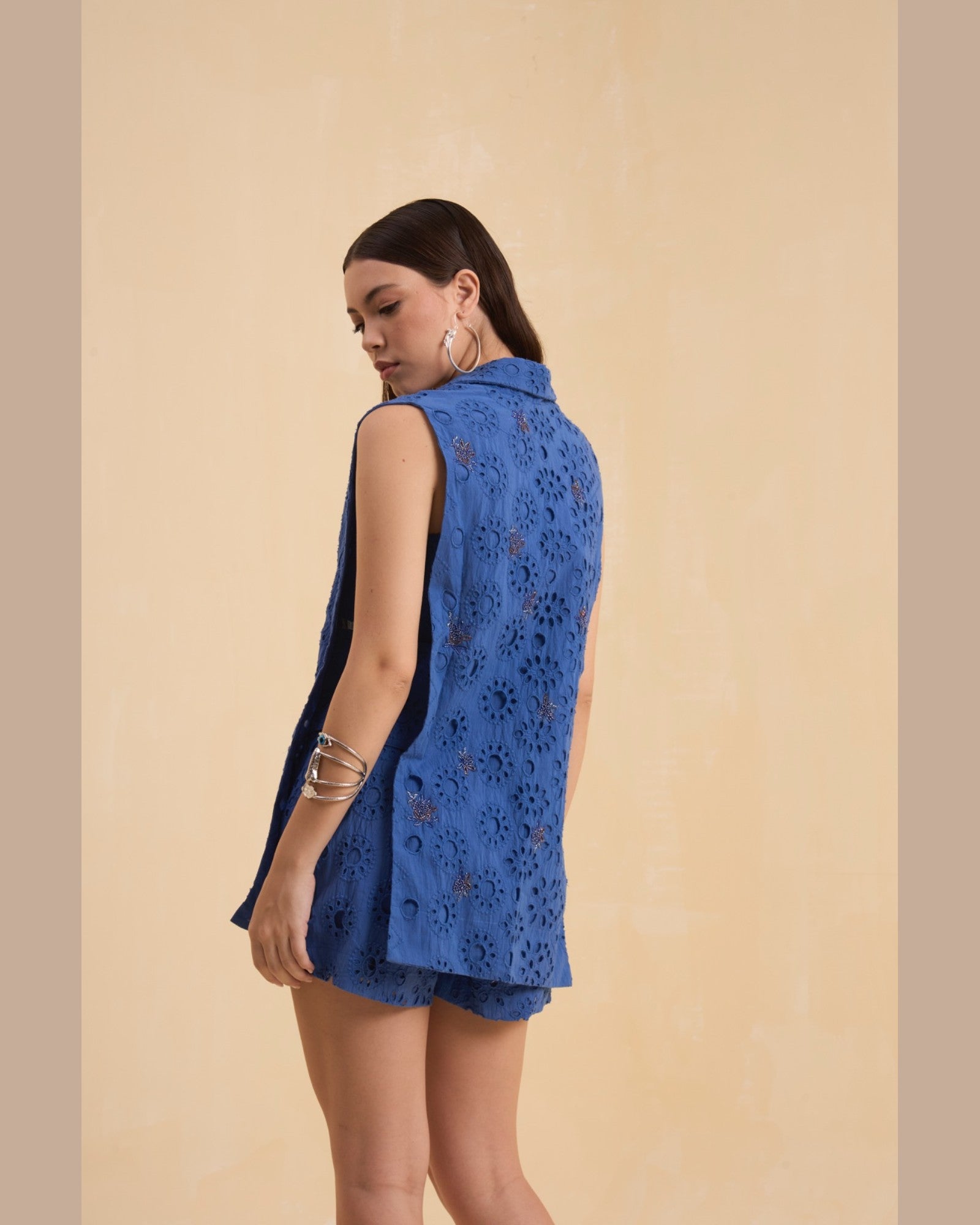 RIV BLUE SCHIFFLI EMBELLISHED CO-ORD