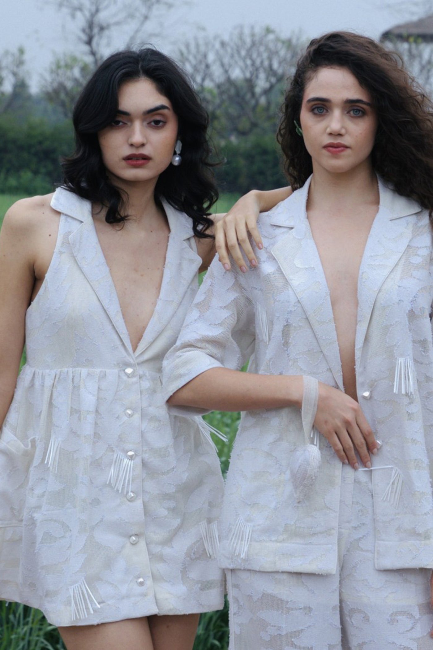 CRUNK IVORY SELF JACQUARD MINI DRESS