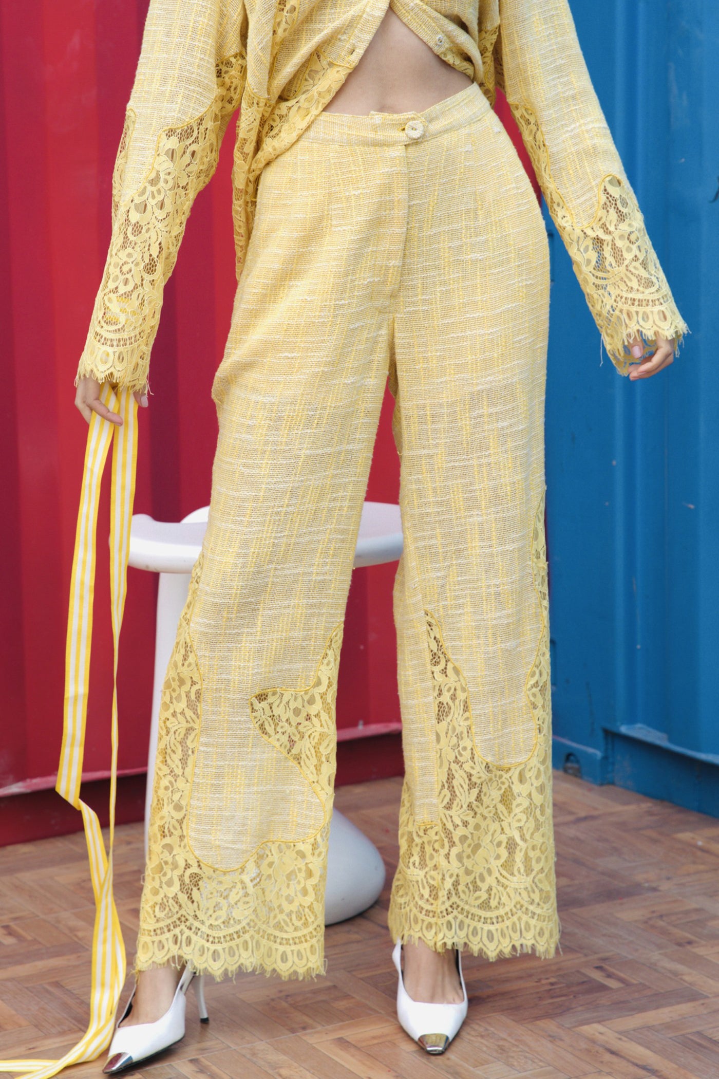 CRUNK YELLOW LACE MIX PANTS