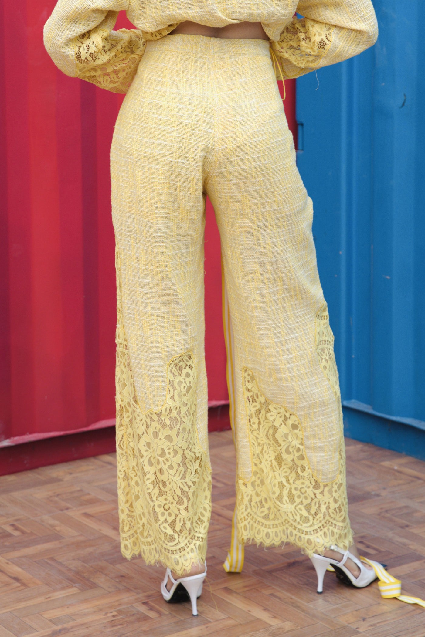 CRUNK YELLOW LACE MIX PANTS