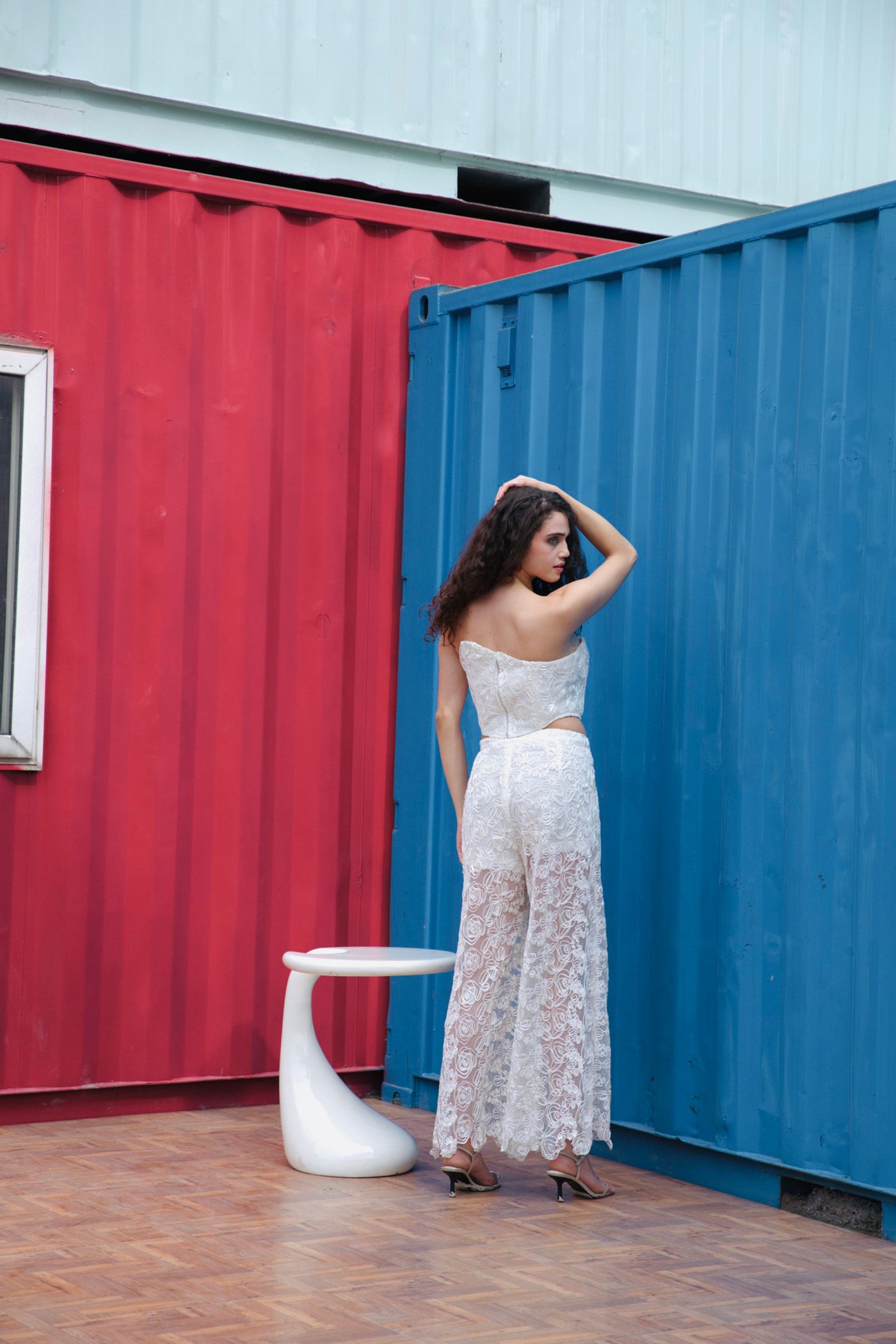 CRUNK IVORY FLORAL LACED PANTS