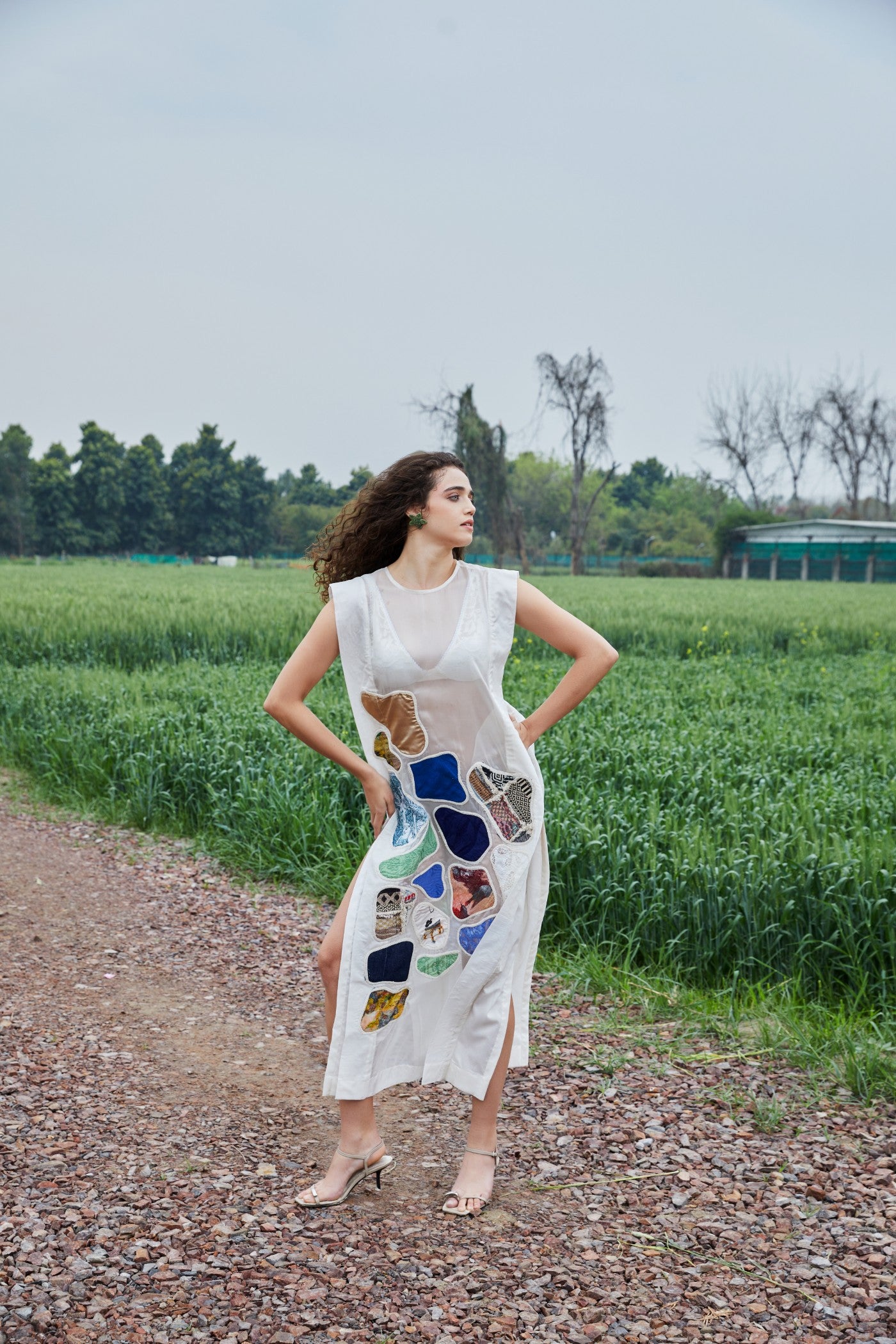 CRUNK MULTICOLOR PATCH EMBROIDERED STRAIGHT DRESS