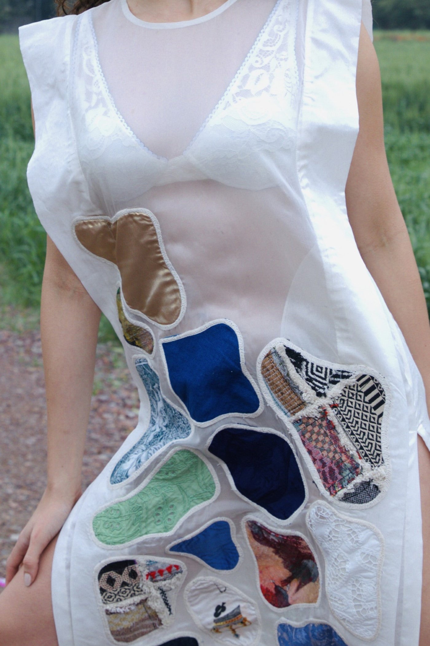 CRUNK MULTICOLOR PATCH EMBROIDERED STRAIGHT DRESS
