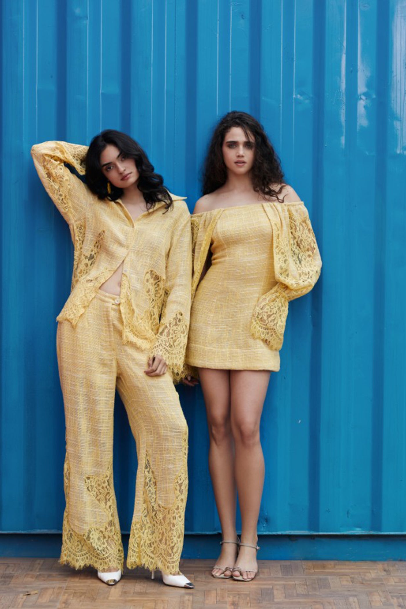 CRUNK YELLOW LACE MIX SHIRT
