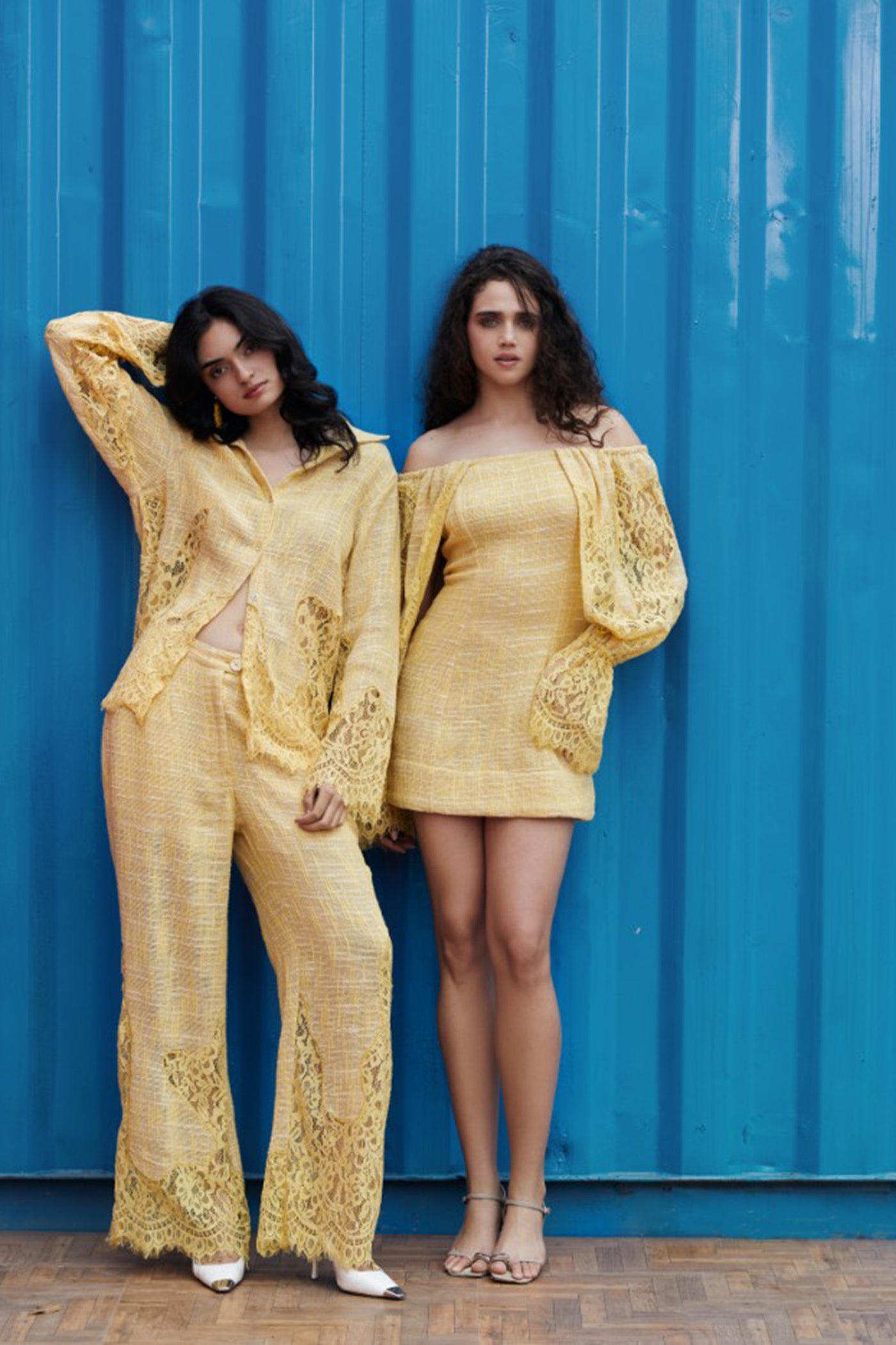 CRUNK YELLOW LACE MIX PANTS