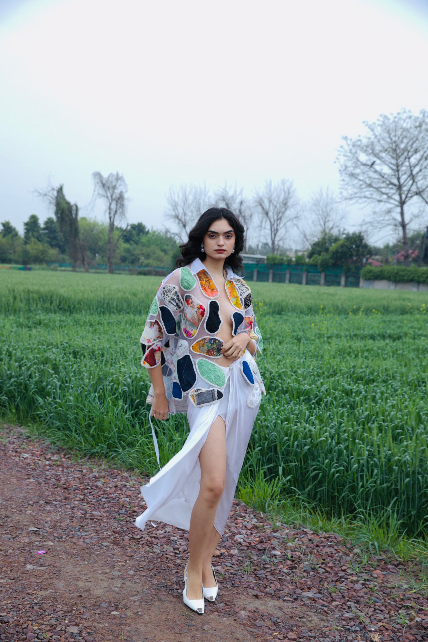 CRUNK MULTICOLOR PATCH EMBROIDERED CO-ORD (SHIRT AND SKIRT)