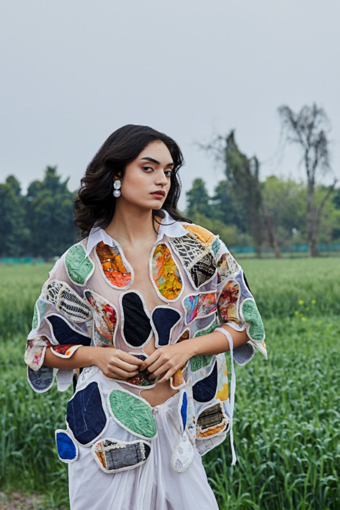 CRUNK MULTICOLOR PATCH EMBROIDERED CO-ORD (SHIRT AND SKIRT)