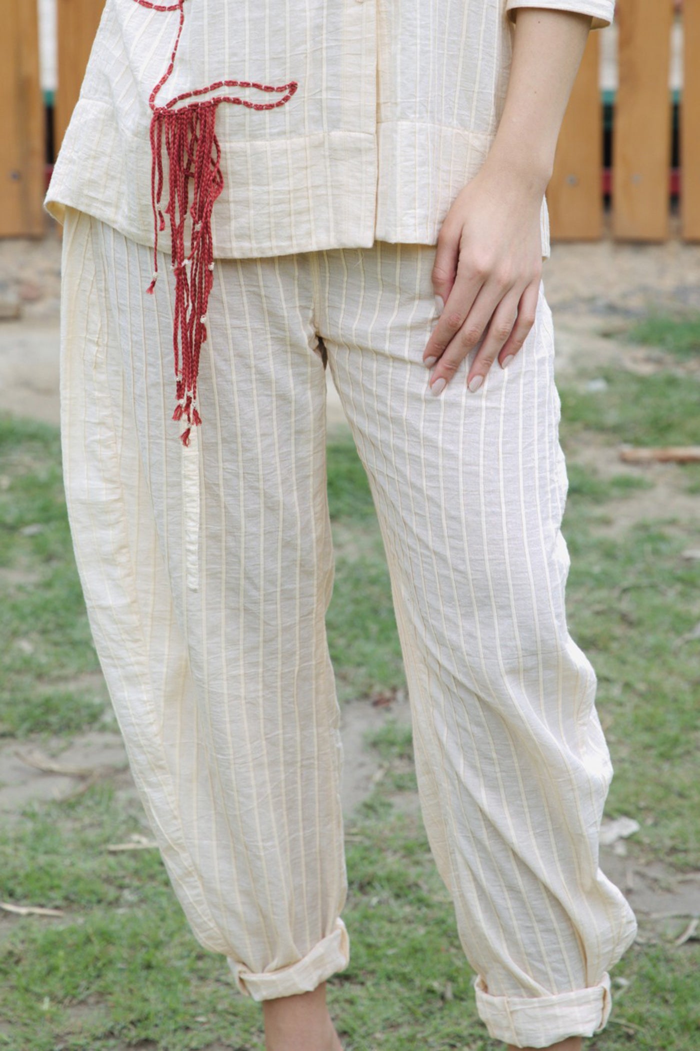 CRUNK ECRU STRIPED PANTS