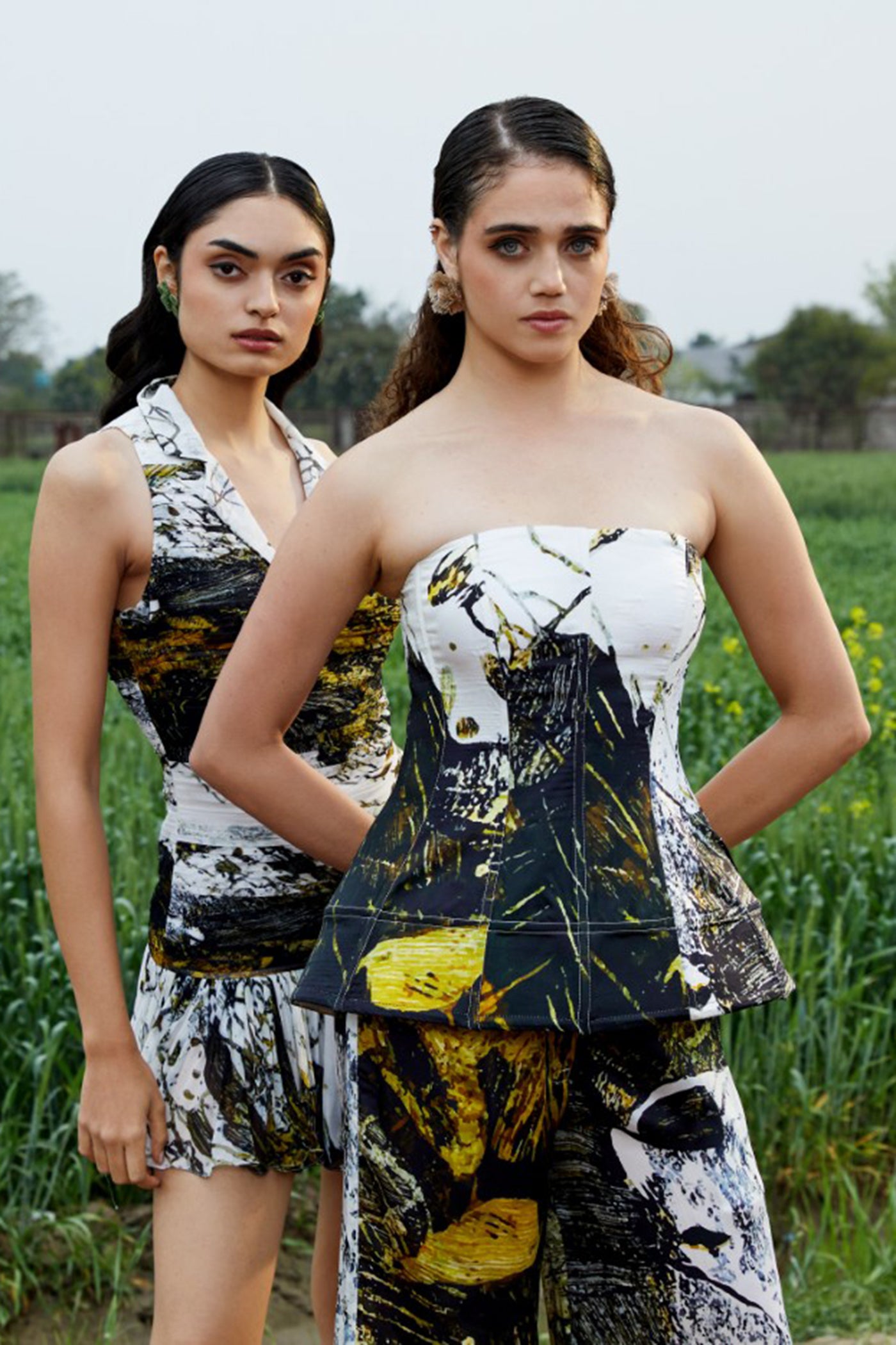 CRUNK LIME BLACK PRINTED CO-ORD (CORSET TOP WITH PANTS)