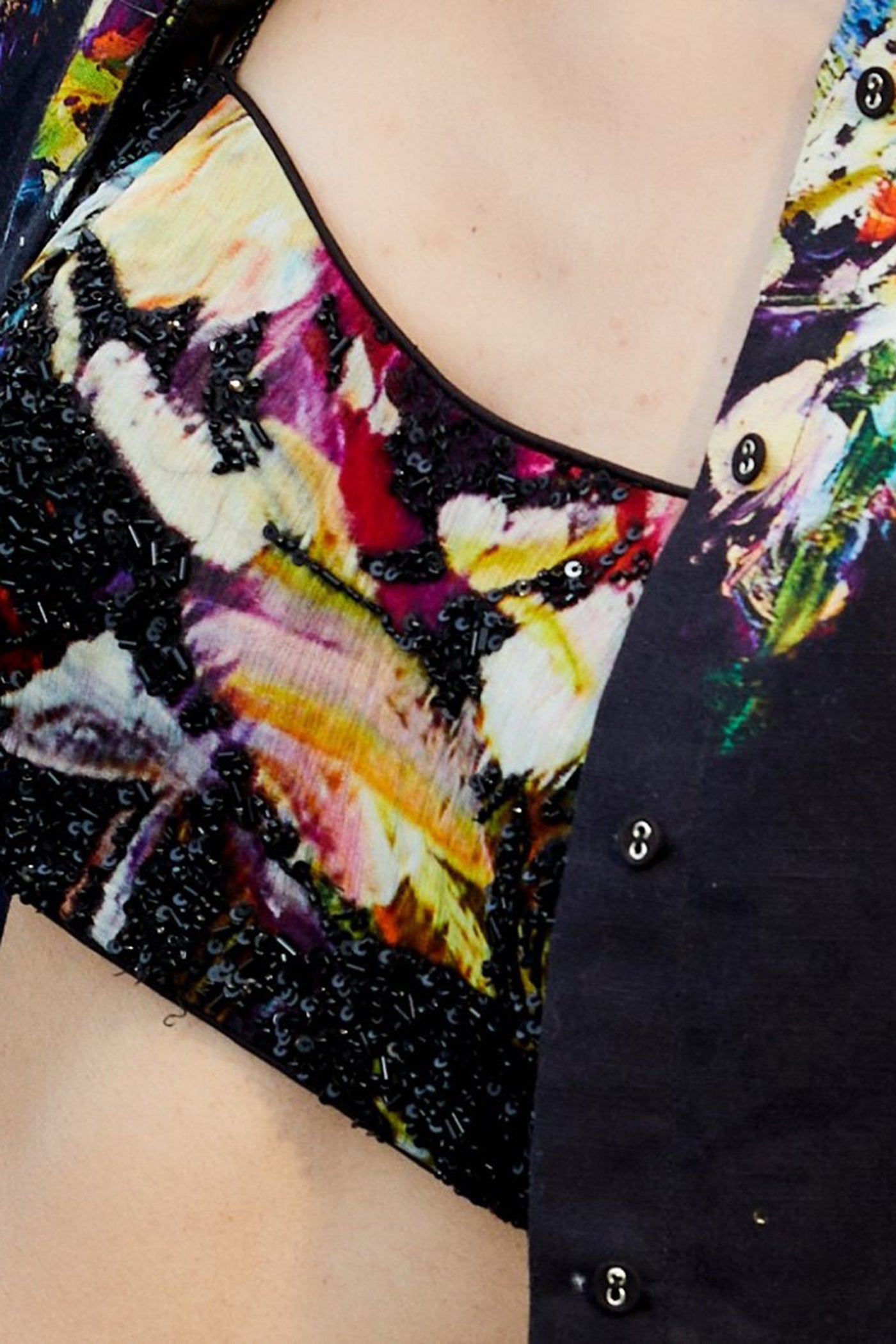 CRUNK BLACK FLORAL PRINTED BUSTIER