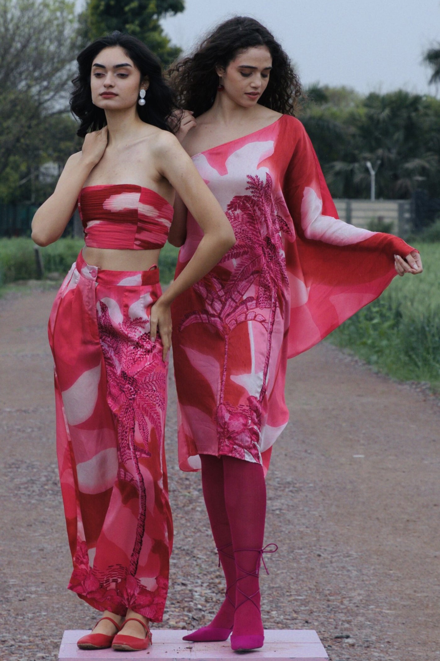 CRUNK PINK PALM BUSTIER