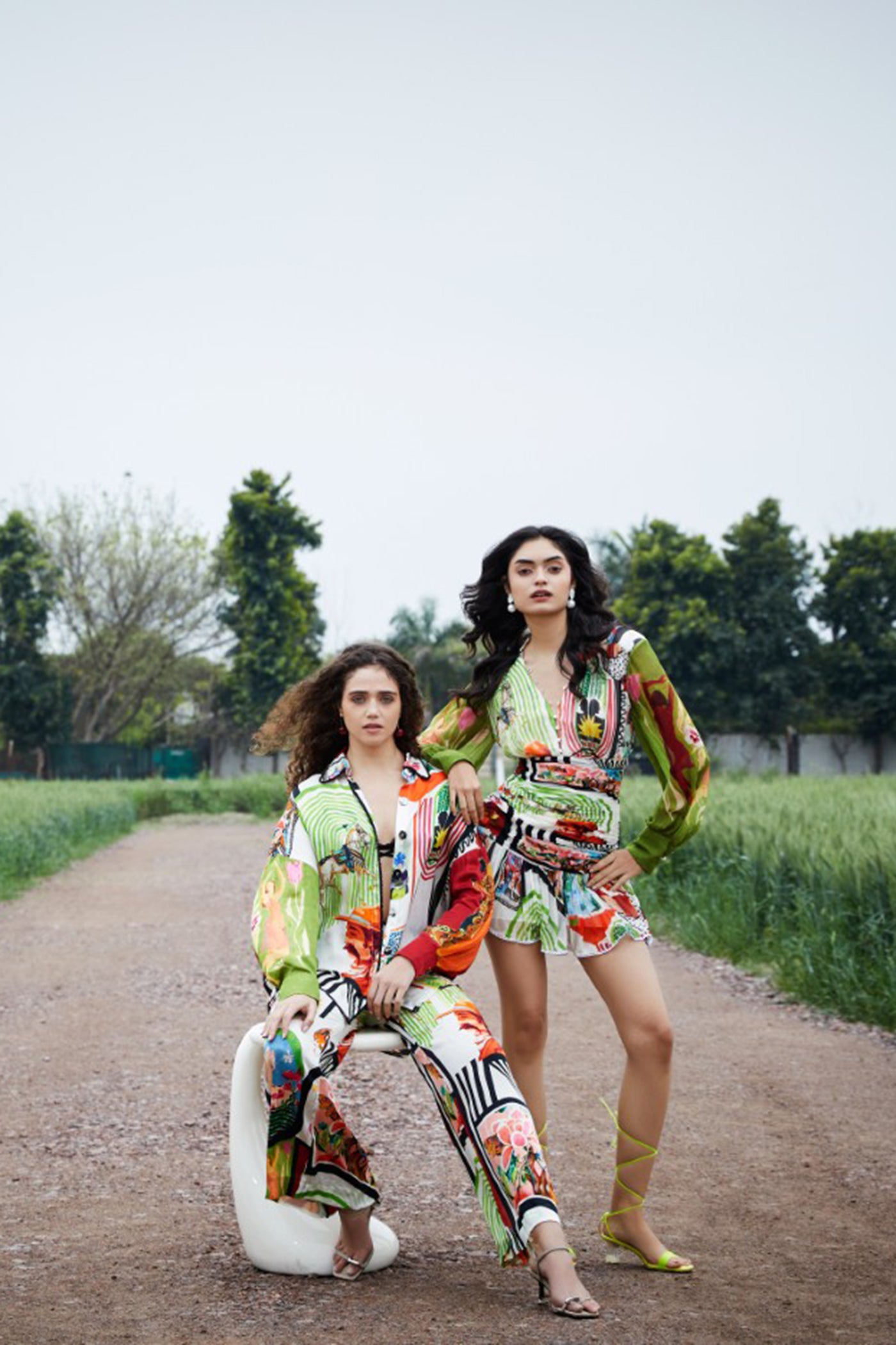 CRUNK VARICOLORED PAINTING PRINTED EMBELLISHED CO-ORD (SHIRT AND PANTS)