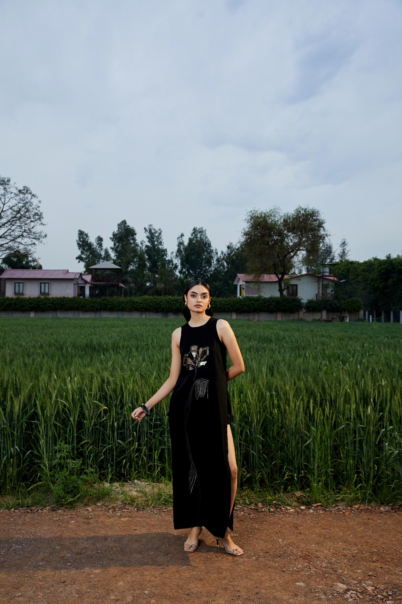 CRUNK BLACK EMBELLISHED LONG SHIRT CO-ORD