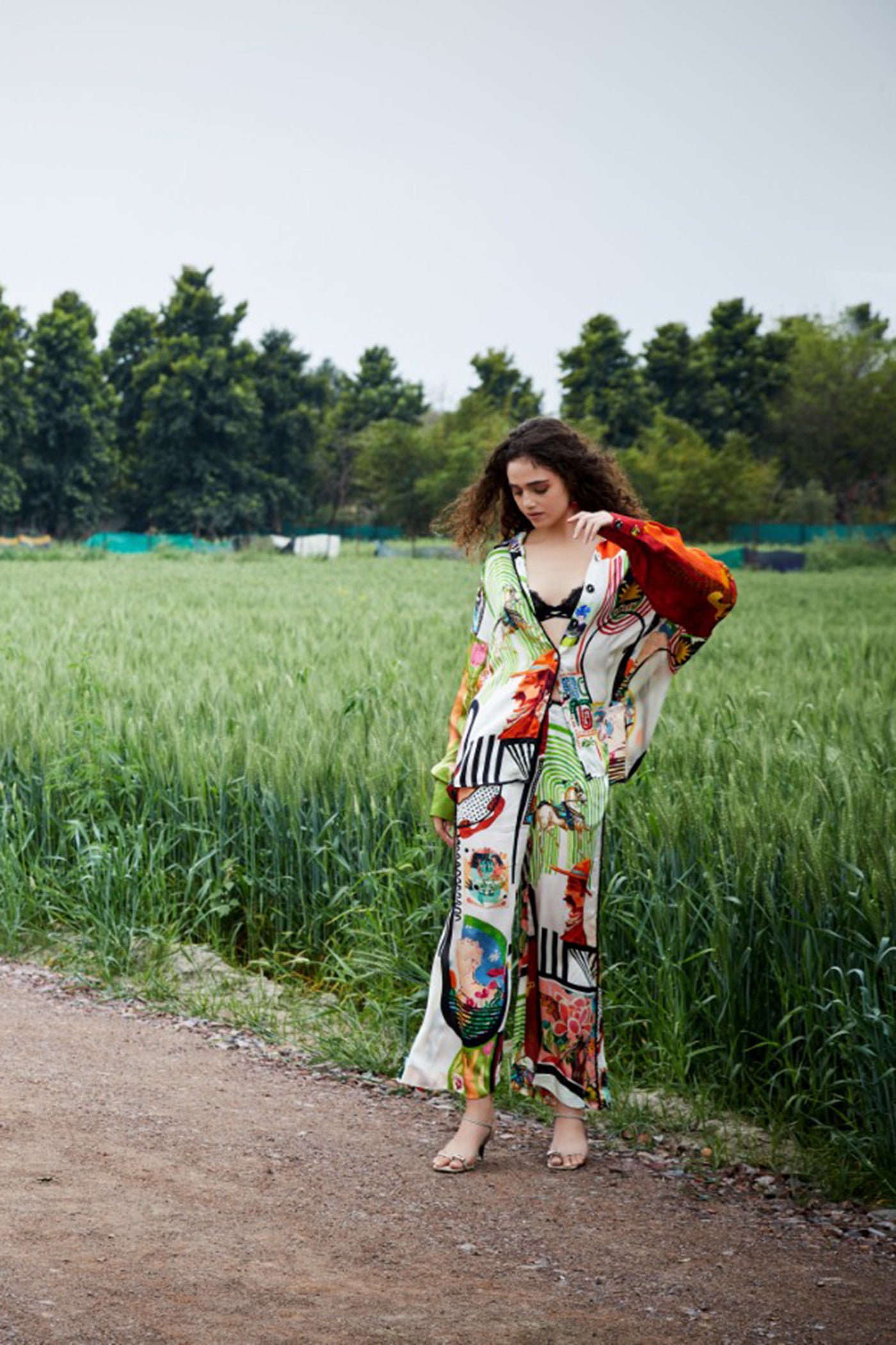 CRUNK VARICOLORED PAINTING PRINTED EMBELLISHED CO-ORD (SHIRT AND PANTS)